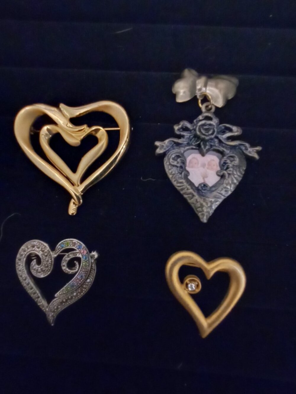 Vintage Heart Brooch Lot – 4 Piece Collection – Danecraft & Allen, Charter Club